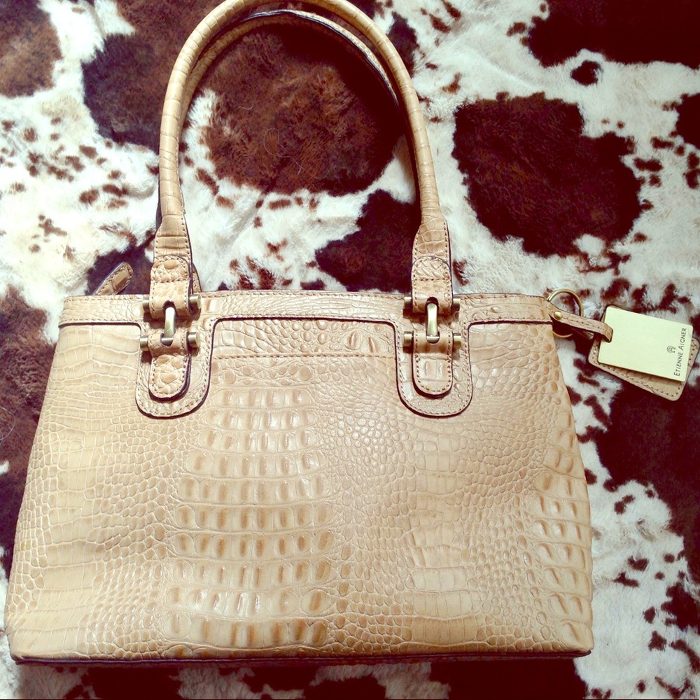 Etienne Aigner Genuine Croc Satchel Handbag